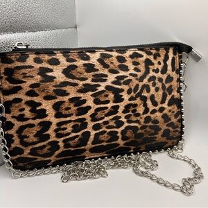 NWOT Animal print shoulder/Cross body bag with silver bead accents
